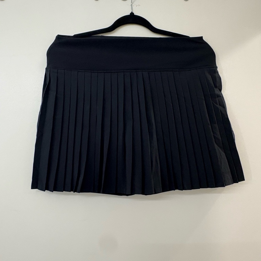 Black Micro Pleated Athletic Mini Skirt
